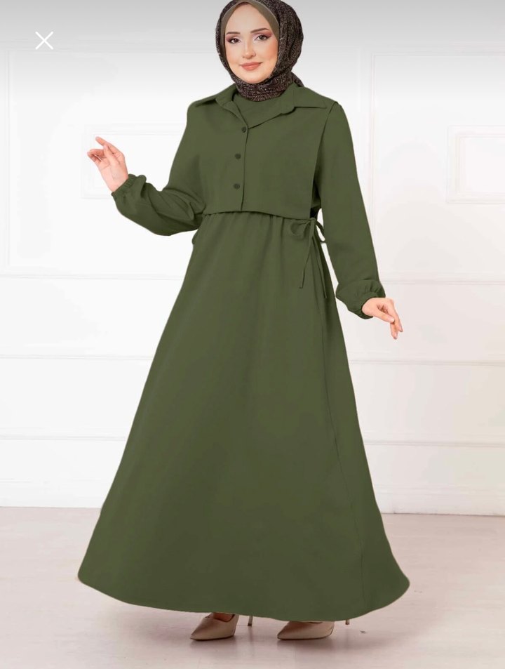 Yeşil Bolerolu Tesettür Elbise - Görsel 2