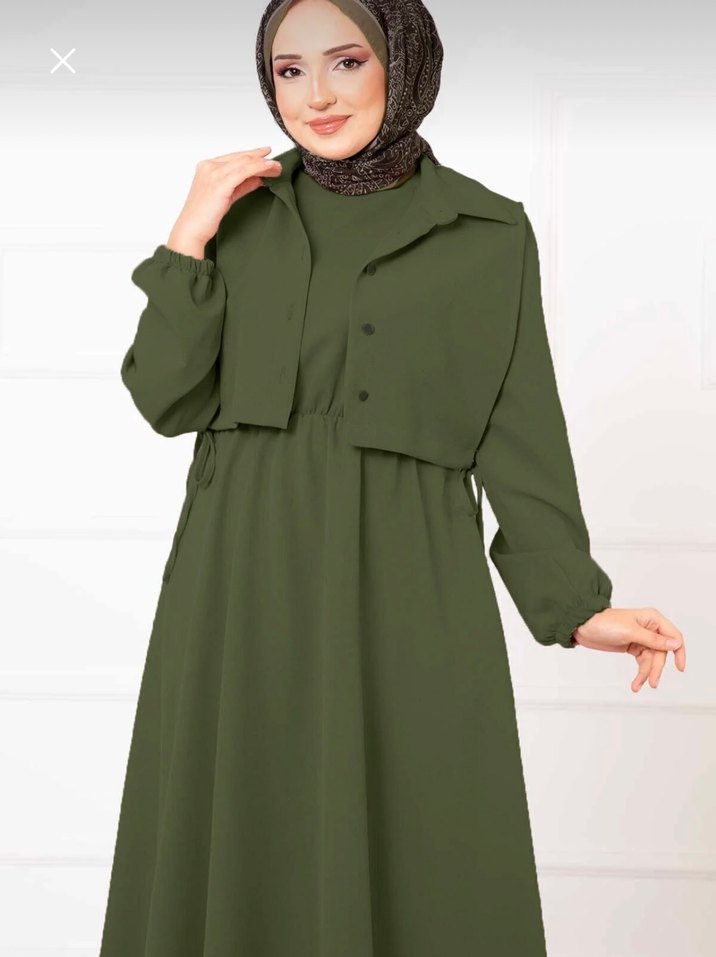 Yeşil Bolerolu Tesettür Elbise - Görsel 3