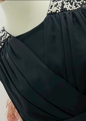 Omuzları İnci Detaylı Abiye Elbise - Görsel 2