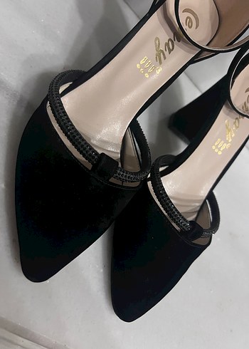 Taş Şeritli Süet Stiletto Ayakkabı - Görsel 4