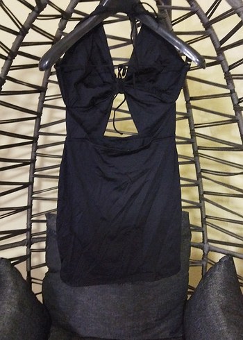 Siyah Uzun İpli V Yaka Gotik Elbise - Görsel 2