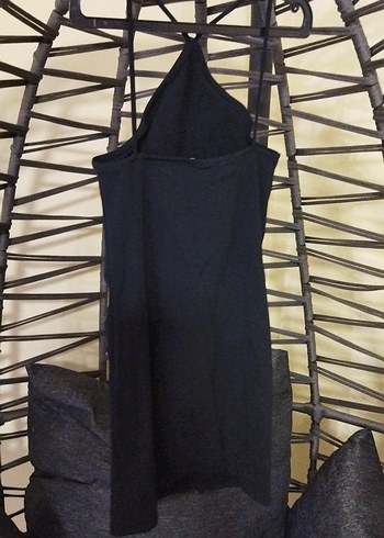 Uzun Siyah Yüksek Yakalı Kadın parti veya günlük mini elbise - Görsel 2