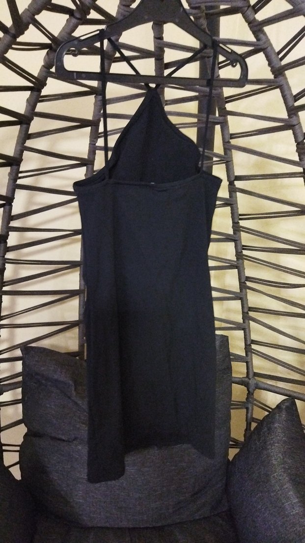 Uzun Siyah Yüksek Yakalı Kadın parti veya günlük mini elbise - Görsel 2