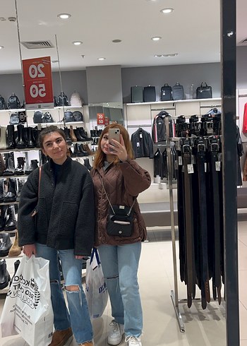 Kadın antrasit Baskılı Uzun Kollu Denim Ceket