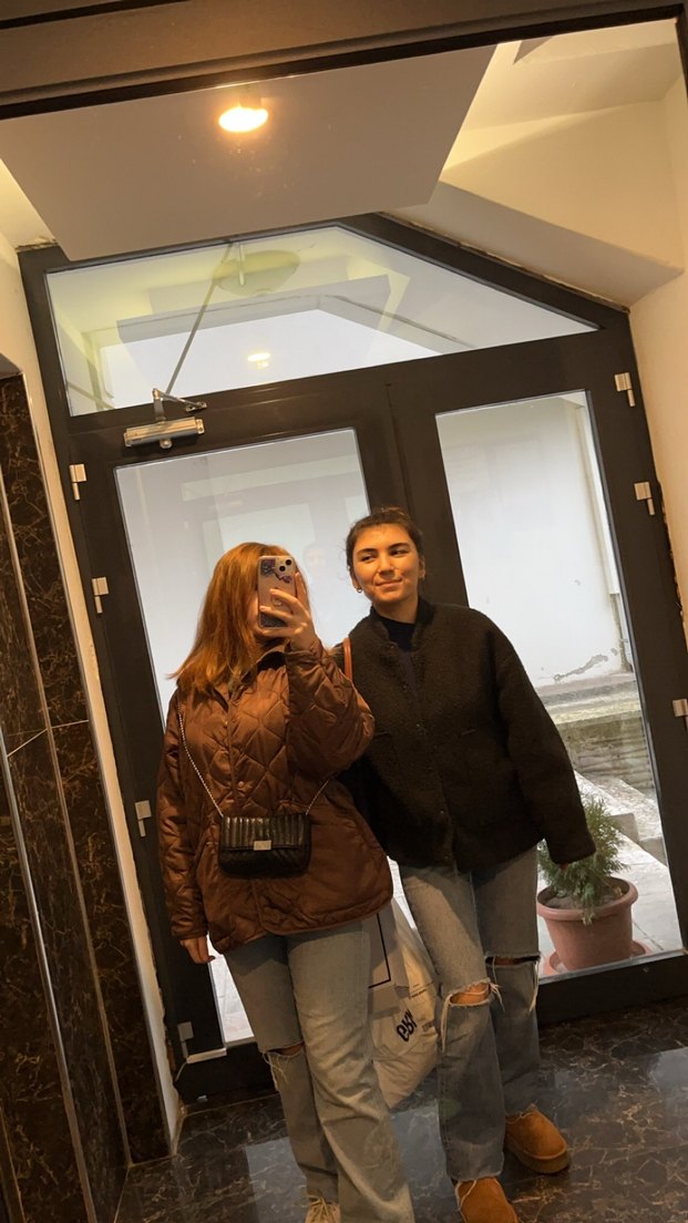 Kadın antrasit Baskılı Uzun Kollu Denim Ceket - Görsel 3