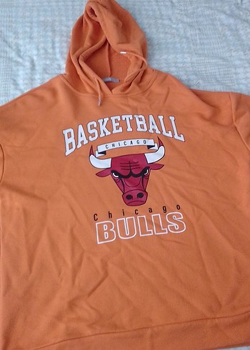 Turuncu Baskılı Kadın Sweatshirt