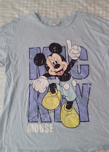 Mavi Mickey Mouse Baskılı Erkek Tişört