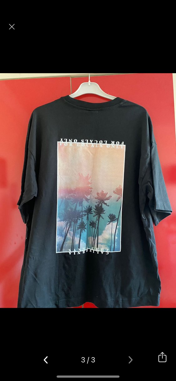 Siyah Oversize Baskılı Erkek Tişört - Görsel 2