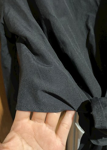 Düğmeli Siyah Kadın Uzun Kollu Gömlek - Görsel 3