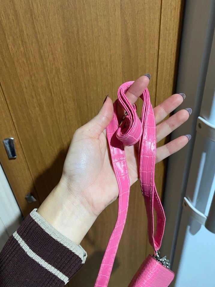 Pembe Zincir Detaylı Yılan Desenli Deri Çanta - Görsel 3