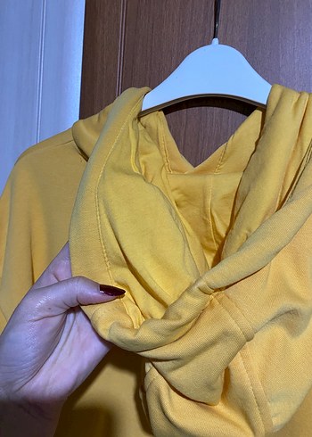 Sarı Kapüşonlu Erkek Sweatshirt - Görsel 5