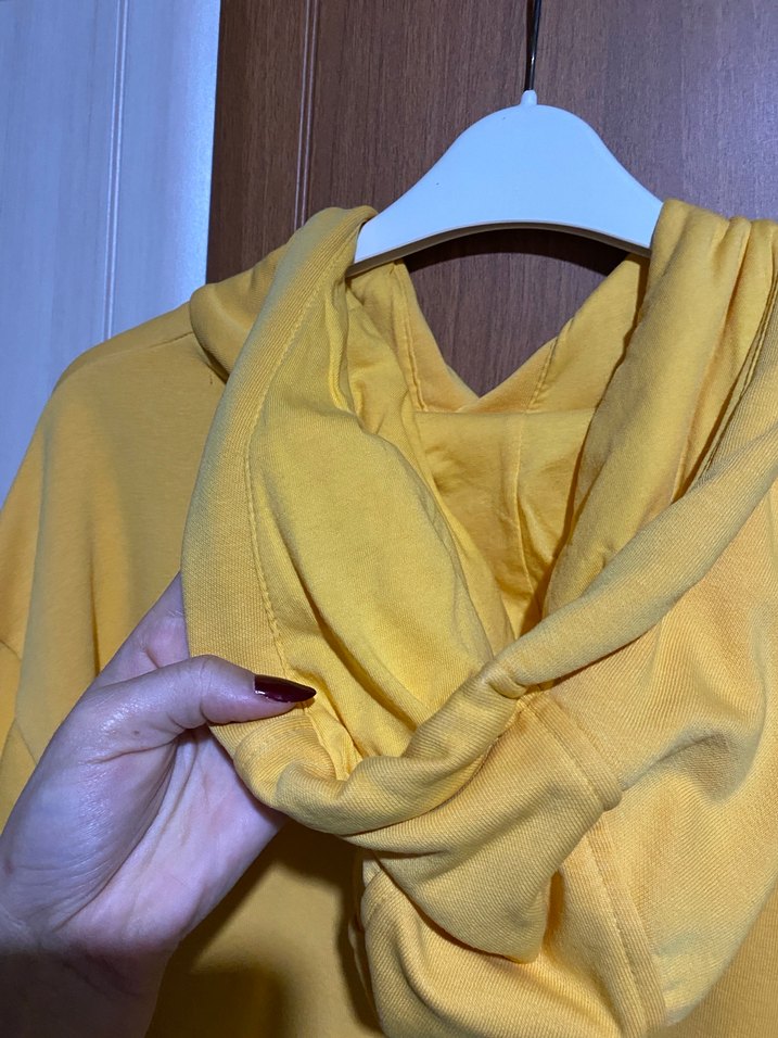 Sarı Kapüşonlu Erkek Sweatshirt - Görsel 5