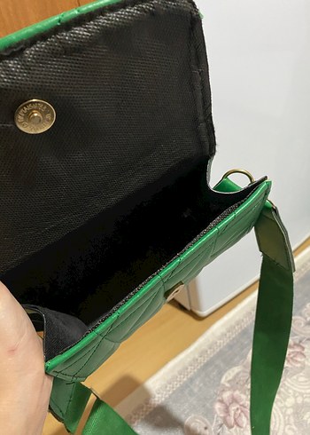 Koyu Yeşil Deri Kadın Omuz Çantası - Görsel 7