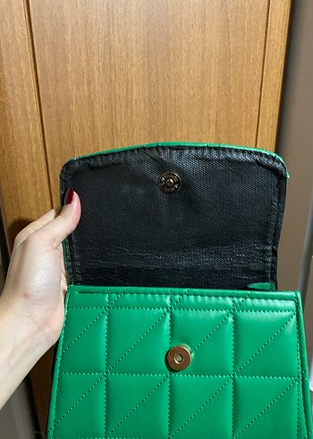 Koyu Yeşil Deri Kadın Omuz Çantası - Görsel 6