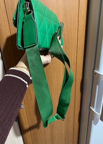 Koyu Yeşil Deri Kadın Omuz Çantası - Görsel 4