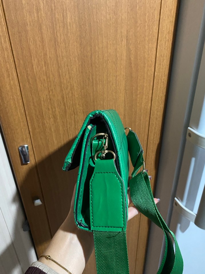 Koyu Yeşil Deri Kadın Omuz Çantası - Görsel 3