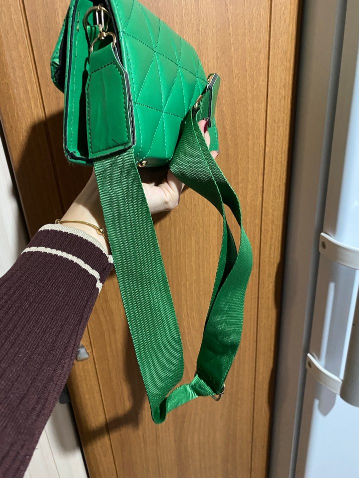 Koyu Yeşil Deri Kadın Omuz Çantası - Görsel 4