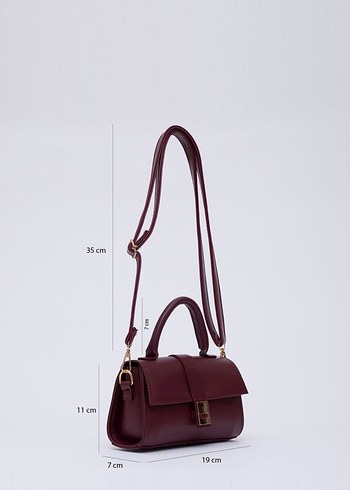 Bordo Deri Kadın Askılı Çanta - Görsel 2