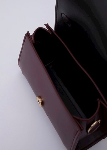 Bordo Deri Kadın Askılı Çanta - Görsel 3