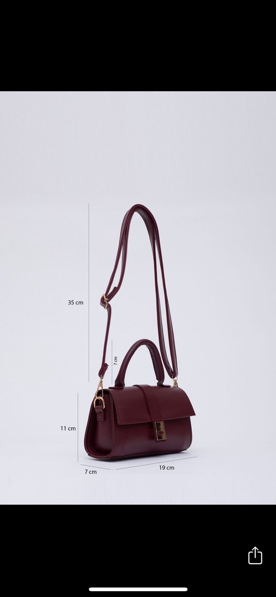 Bordo Deri Kadın Askılı Çanta - Görsel 2