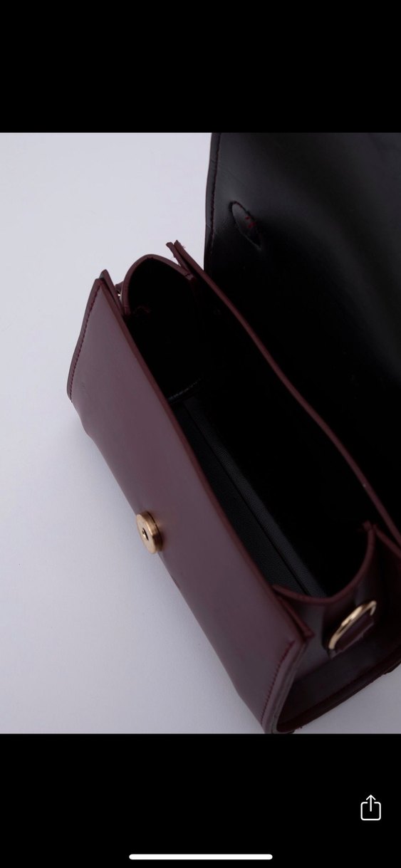 Bordo Deri Kadın Askılı Çanta - Görsel 3