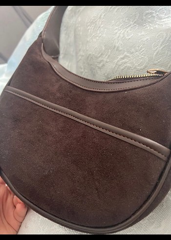 Kahverengi Süet Tokalı Kadın Çanta - Görsel 2