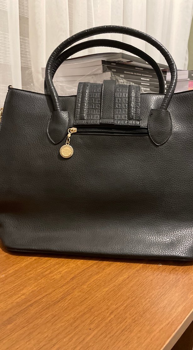 Siyah Deri Tokalı Kadın Ofis Çantası - Görsel 2