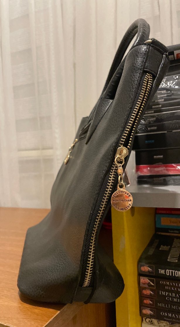 Siyah Deri Tokalı Kadın Ofis Çantası - Görsel 3