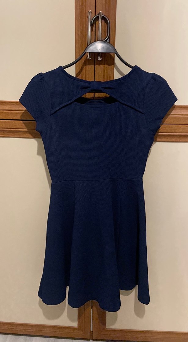 Kısa Kollu Lacivert Midi Elbise - Görsel 2