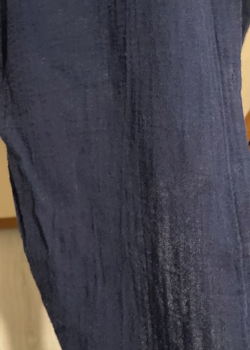 Lacivert müslin kumaş gömlek - Görsel 4