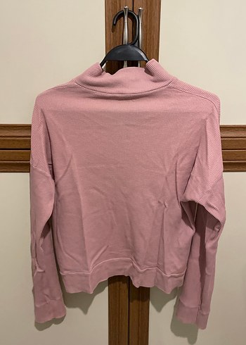 Pembe Yarım Fermuarlı Kadın Sweatshirt - Görsel 2