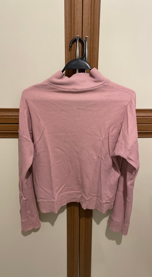 Pembe Yarım Fermuarlı Kadın Sweatshirt - Görsel 2
