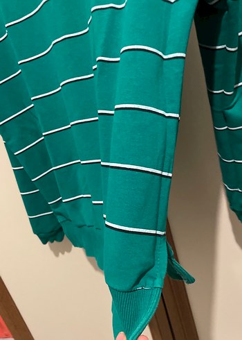 Yeşil Çizgili Kadın Kazak - Görsel 3