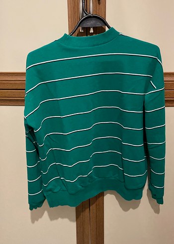 Yeşil Çizgili Kadın Kazak - Görsel 2