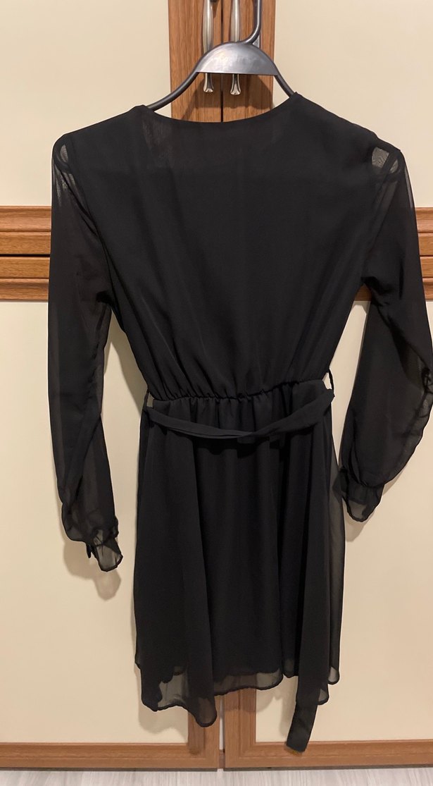 Siyah Midi Uzun Kollu Kadın Elbise - Görsel 2