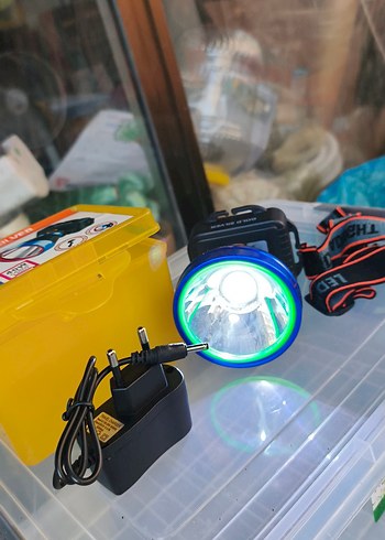 Renkli BEYAZ  LED Kafa Lambası ve Şarj Cihazlı - Görsel 2