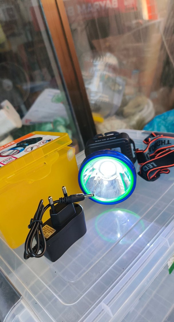 Renkli BEYAZ  LED Kafa Lambası ve Şarj Cihazlı - Görsel 2