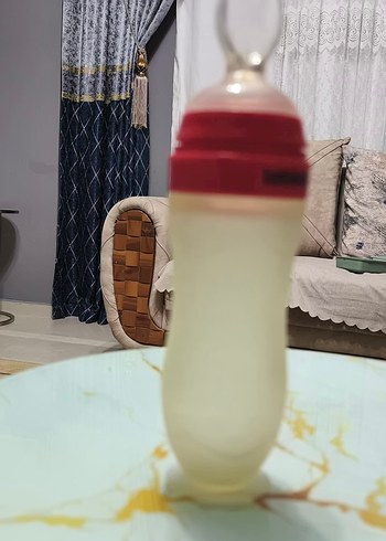 Bebedor Kaşıklı Kırmızı silikonlu  Bebek Biberonu - Görsel 5