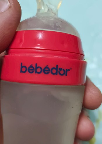 Bebedor Kaşıklı Kırmızı silikonlu  Bebek Biberonu - Görsel 4