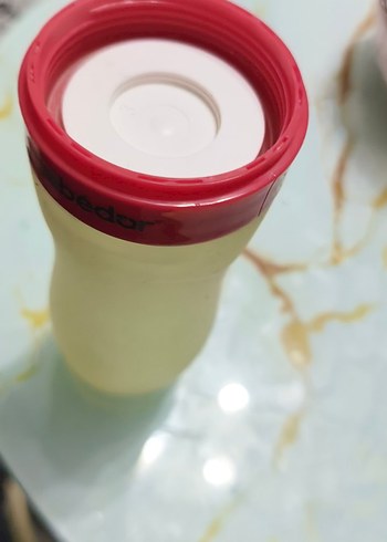 Bebedor Kaşıklı Kırmızı silikonlu  Bebek Biberonu - Görsel 3