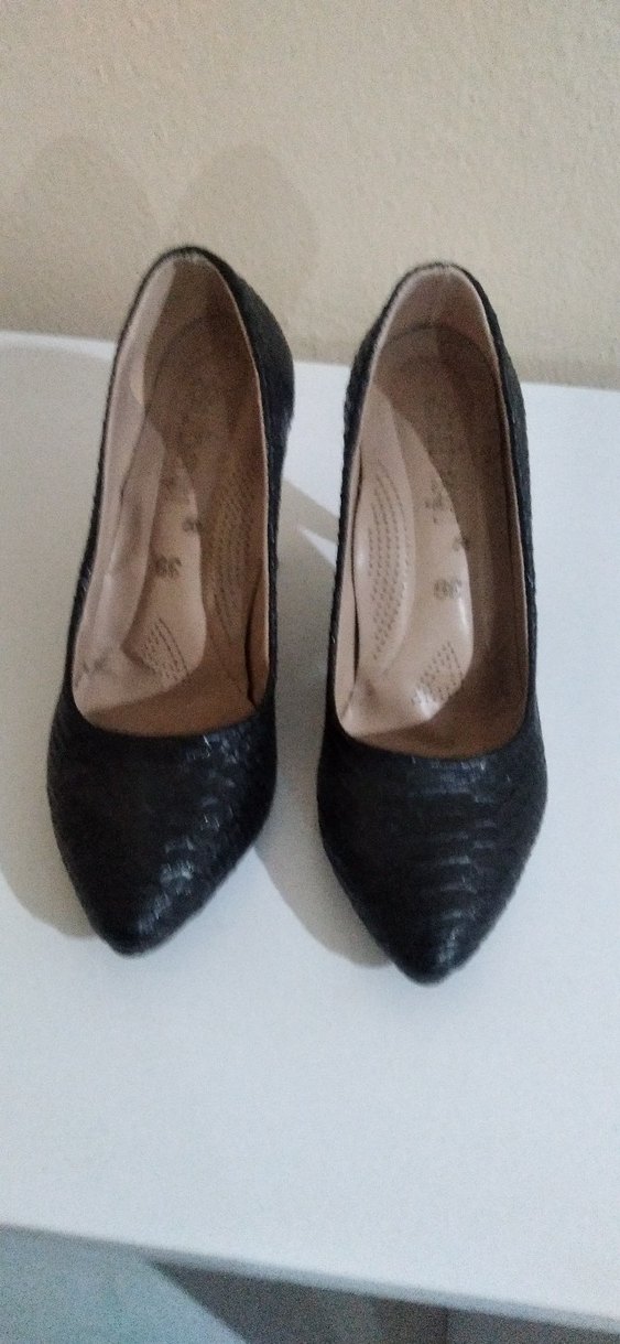 Klasik Siyah Yılan Desenli Stiletto Topuklu Ayakkabı - Görsel 3