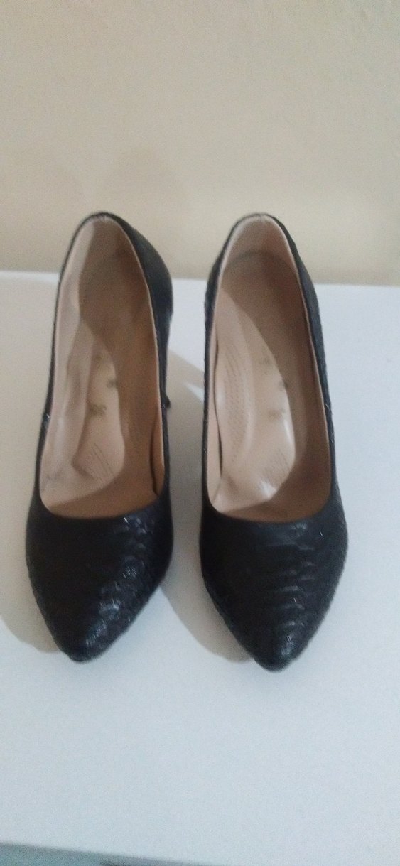 Klasik Siyah Yılan Desenli Stiletto Topuklu Ayakkabı - Görsel 4