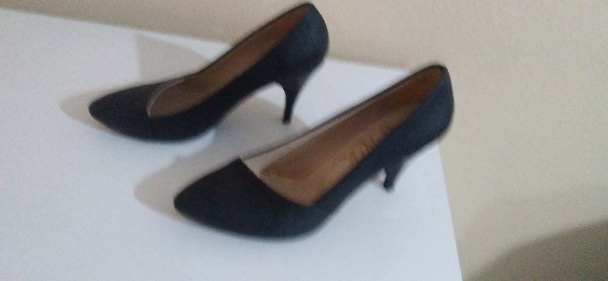 Parlak Siyah Desenli Topuklu Kadın Ayakkabı - Görsel 3