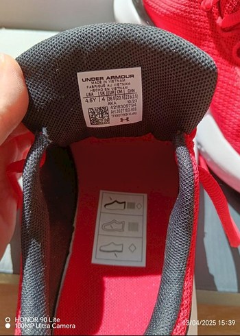 36 Beden kırmızı Renk Underarmour Kırmızı Bağcıklı ünidex Çocuk /bayan Spor Ayakkabı