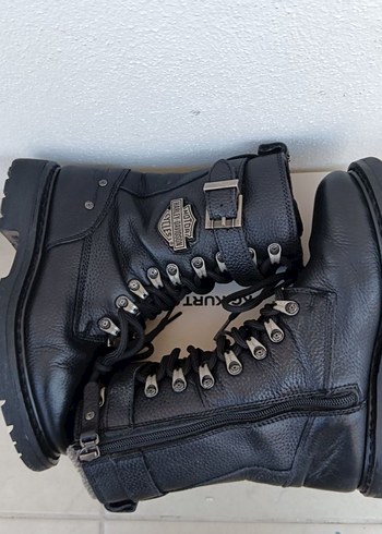 Harley & Devitson Siyah Deri Tokalı Biker Bot - Görsel 4