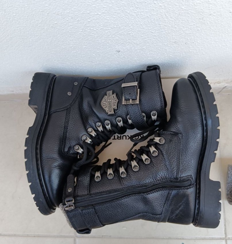 Harley & Devitson Siyah Deri Tokalı Biker Bot - Görsel 4