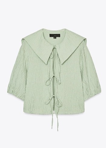 Zara kare desenli bluz - Görsel 3