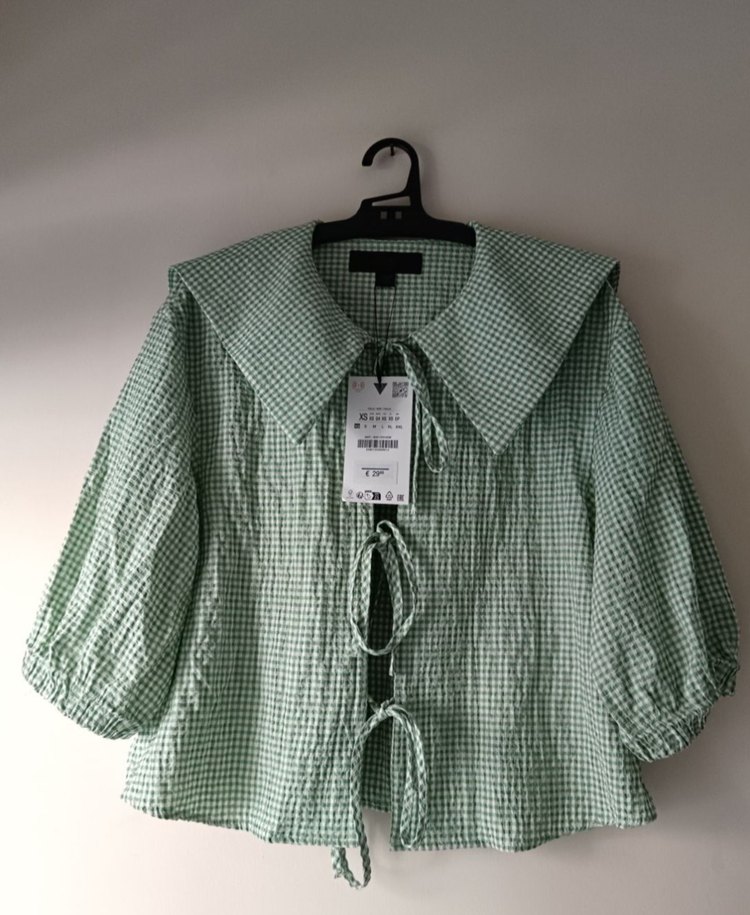 Zara kare desenli bluz - Görsel 4