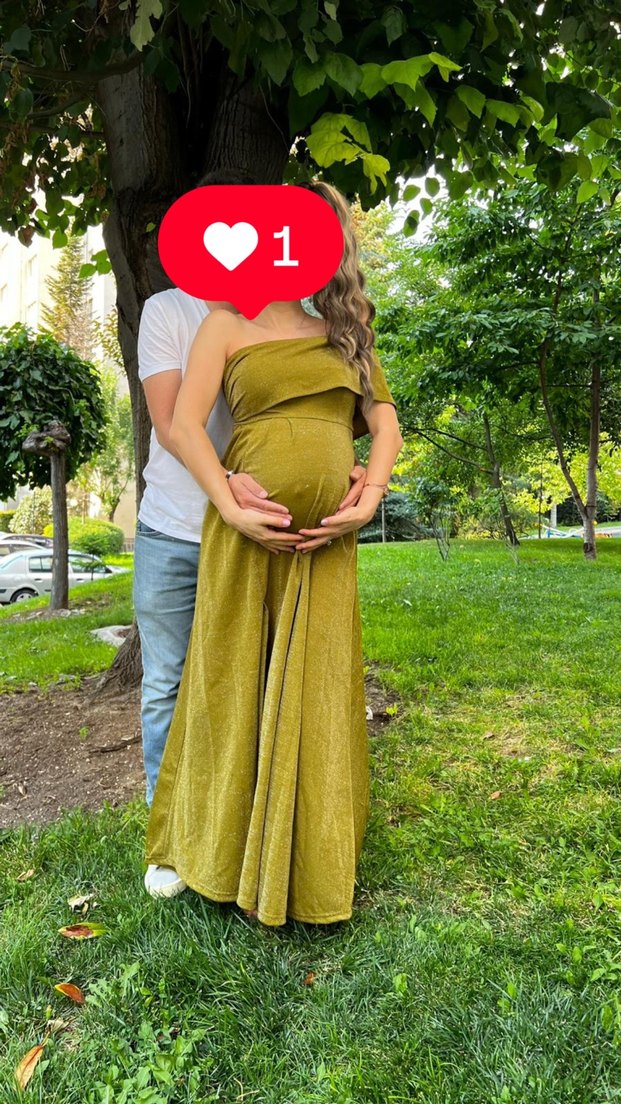 Drapeli Straplez Parlak Haki Uzun Abiye Elbise - Görsel 4