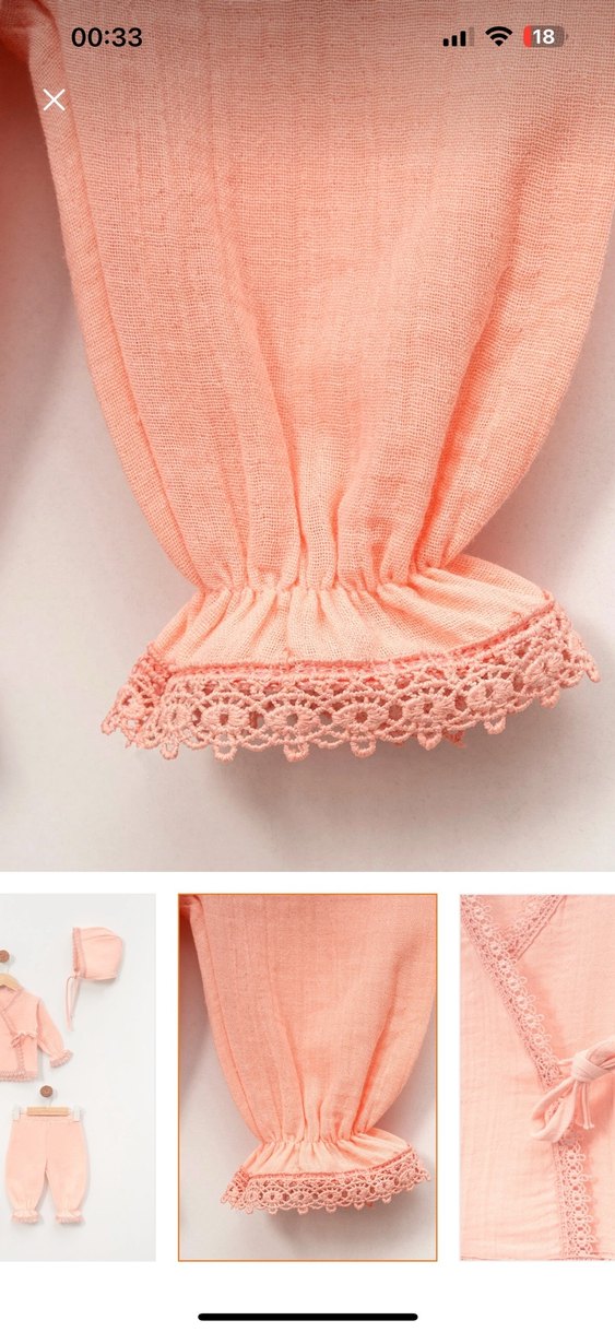 Pembe Fırfırlı Nakışlı Bebek Kız Takımı - Görsel 2